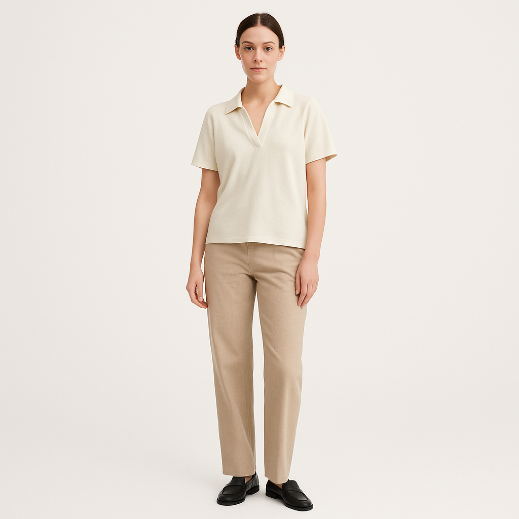 Cream Terry Cloth Polo Shirt with Johnny Collar – Men's Summer Style-Cole Clothing-Cream-XS-Cole Clothing