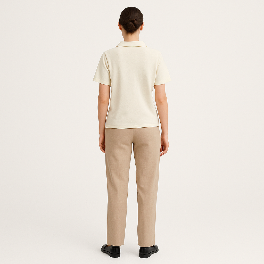 Cream Terry Cloth Polo Shirt with Johnny Collar – Men's Summer Style-Cole Clothing-Cole Clothing