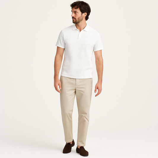 Men's Geometric Golf Polo Shirt – Vintage Style Summer Top-Cole Clothing-White-XS-Cole Clothing