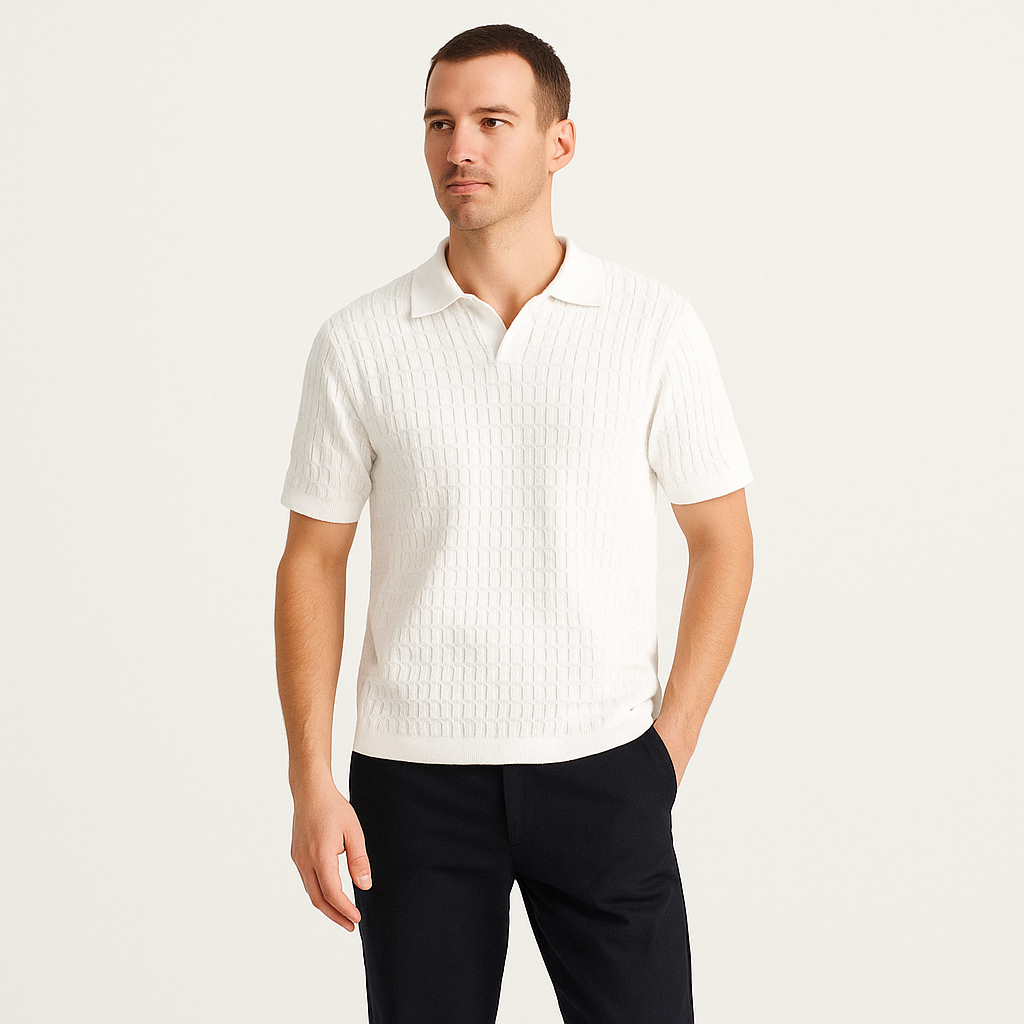 Men's Lapel Polo Shirt – Classic Fit, Summer Top-Cole Clothing-White-XS-Cole Clothing