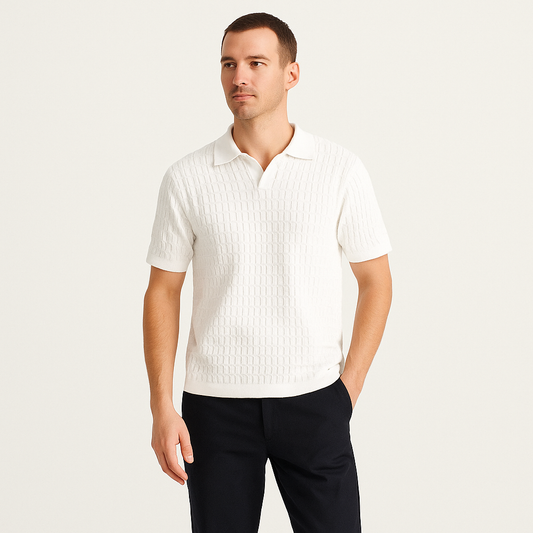 Men's Lapel Polo Shirt – Classic Fit, Summer Top-Cole Clothing-White-XS-Cole Clothing