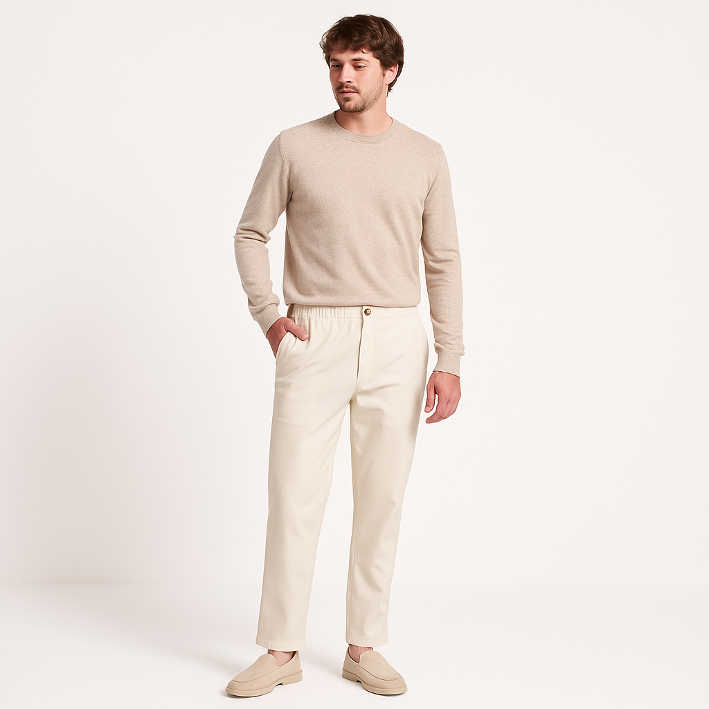 Men’s Regular Fit Trousers – Summer Pants-Cole Clothing-Beige-XS-Cole Clothing