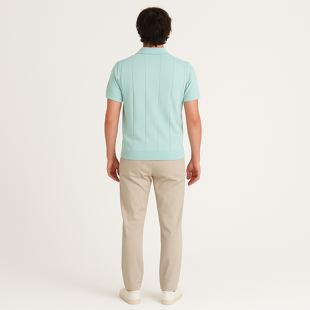 Men's Ribbed Polo Shirt – Slim Fit Casual Summer Top-Cole Clothing-Cole Clothing