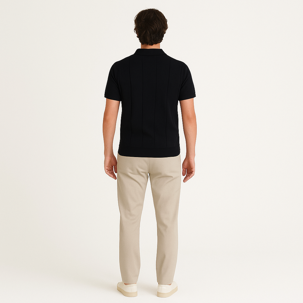 Men's Ribbed Polo Shirt – Slim Fit Casual Summer Top-Cole Clothing-Cole Clothing