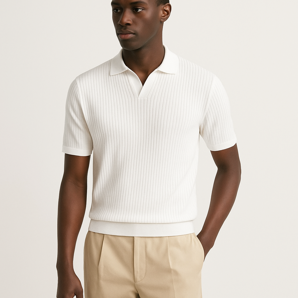Men's Striped Polo Shirt – Smart Casual Fit-Cole Clothing-White-S-Cole Clothing
