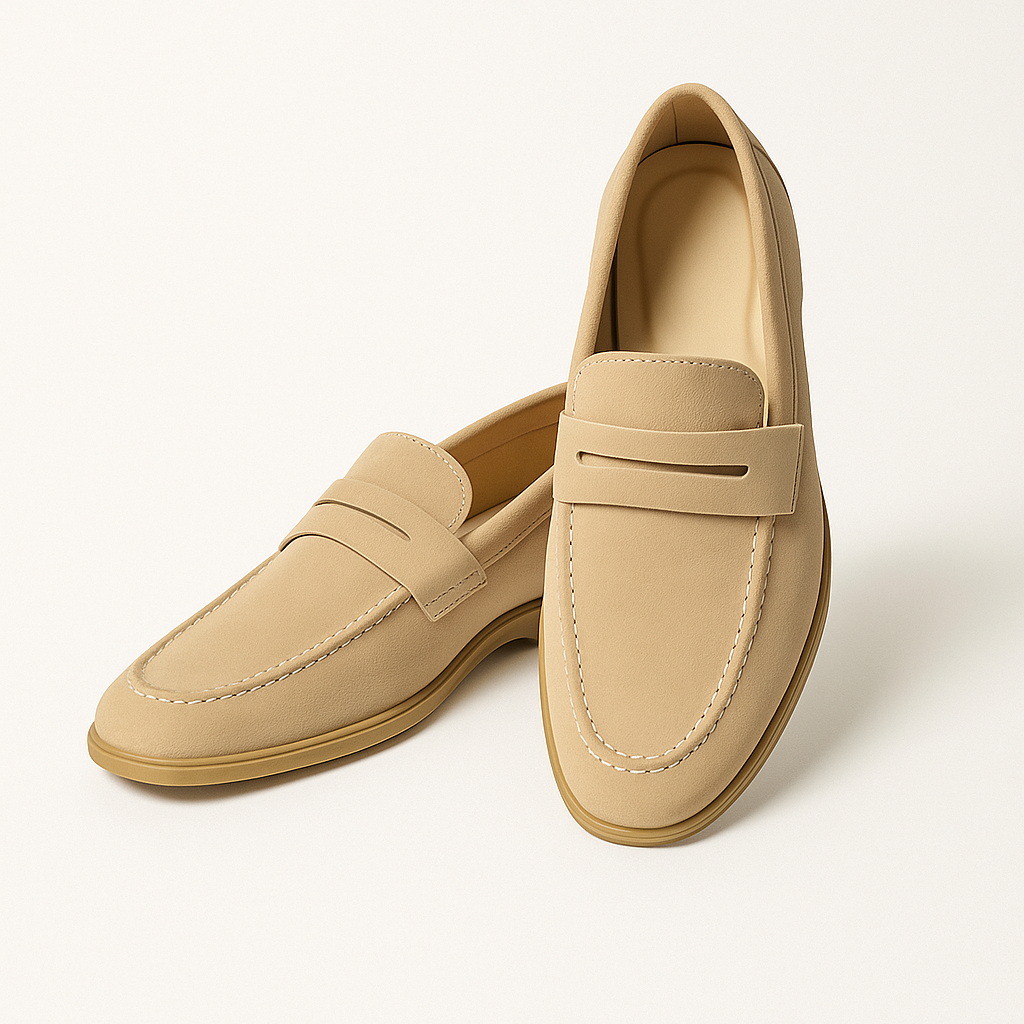 Men's Suede Slip-On Penny Loafers – Smart Casual Summer Shoes-Cole Clothing-Beige-39-Cole Clothing