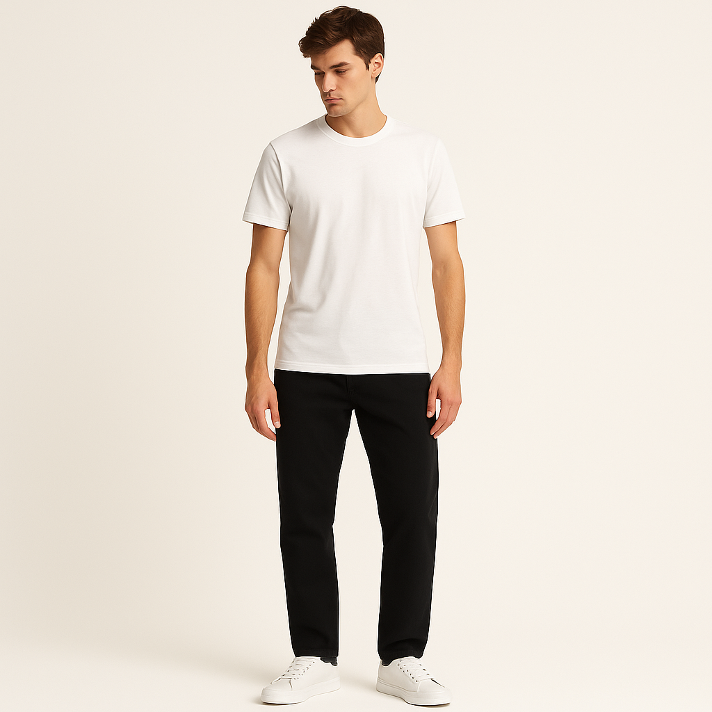 Men’s Minimalist White Leather Sneakers – Classic Low-Top Trainers for Smart Casual Wear-Cole Clothing-Cole Clothing