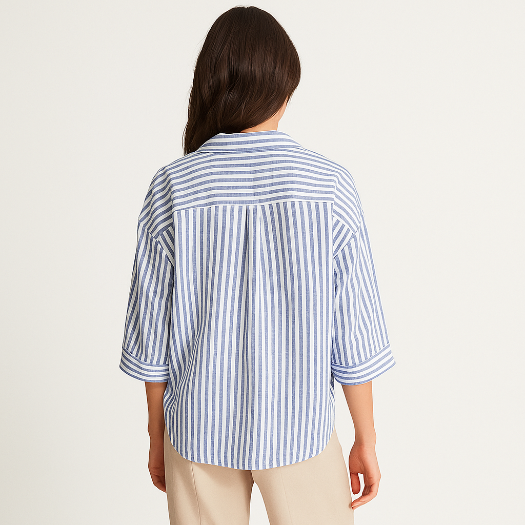 Women's Cotton Blend Striped Button-Down Shirt – Classic Fit-Cole Clothing-Cole Clothing
