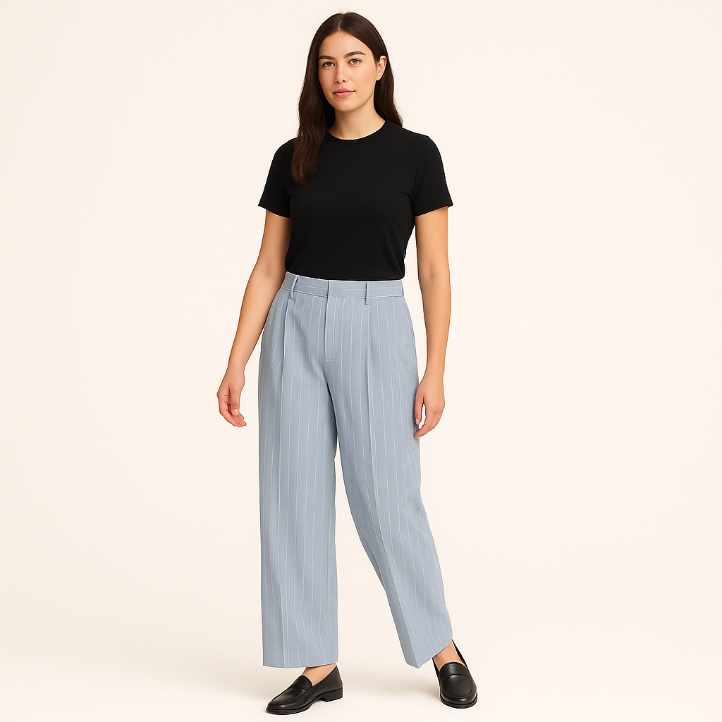 Women's High-Waisted Wide-Leg Trousers – Beige-Cole Clothing-Blue-S-Cole Clothing