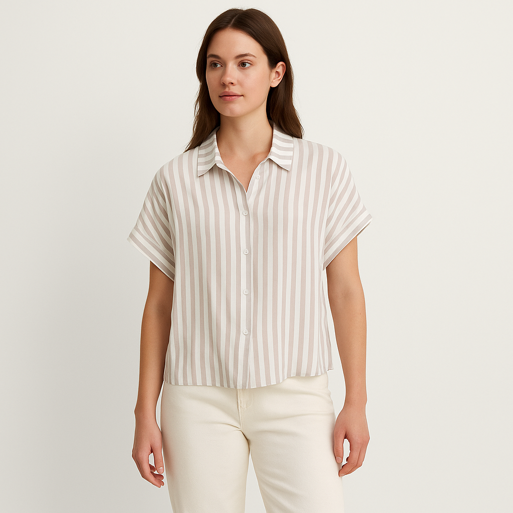 Women's Striped Button-Up Shirt – Summer Style-Cole Clothing-Striped-S-Cole Clothing