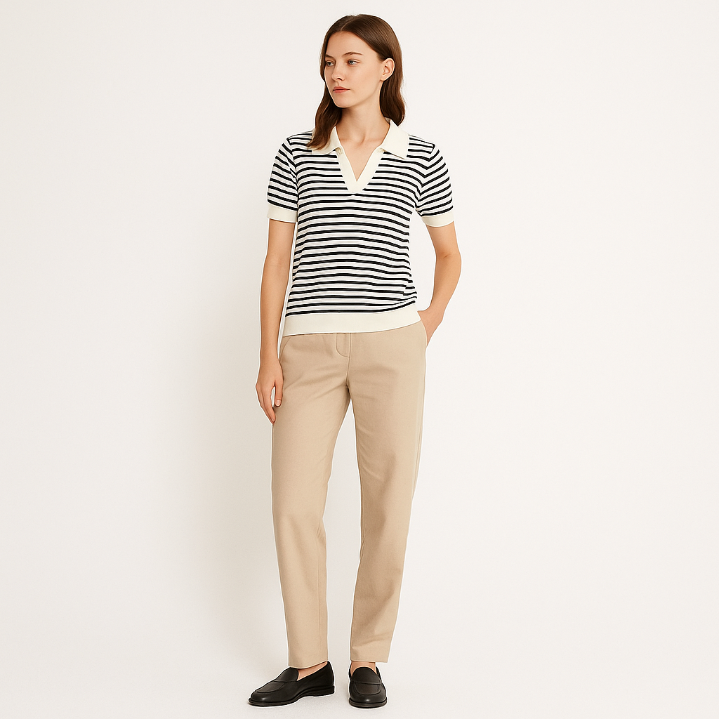 Women's Striped Collared Shirt – Lightweight Long Sleeve Blouse-Cole Clothing-Striped-XS-Cole Clothing