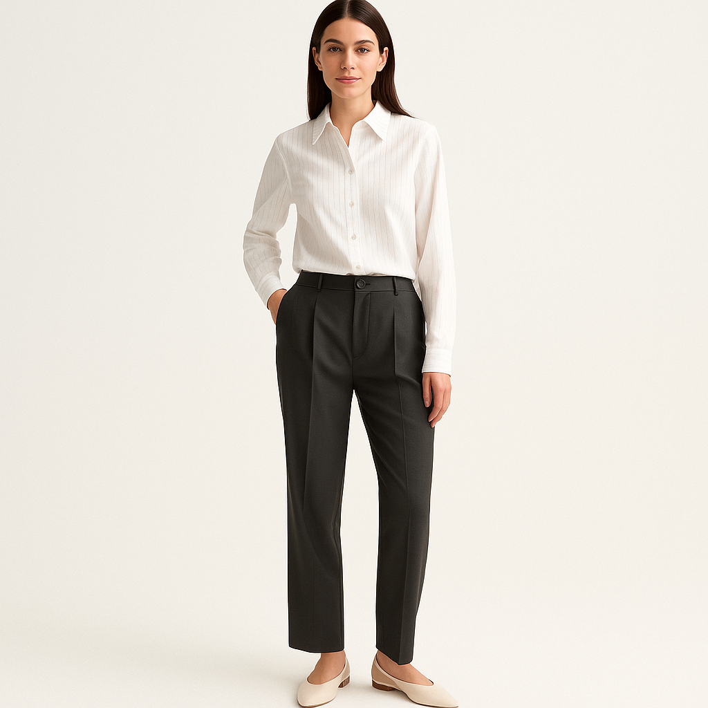 Women's Striped Long Sleeve Button-Down Shirt – Classic Fit-Cole Clothing-Striped-S-Cole Clothing