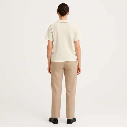 Cream Terry Cloth Polo Shirt with Johnny Collar – Men's Summer Style-Cole Clothing-Cole Clothing