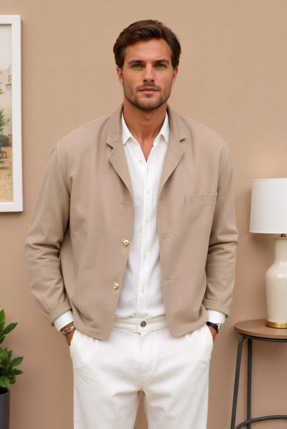 Old Money Men's Casual Versatile Suit Jacket with Suit Collar-Cole Clothing-Cole Clothing
