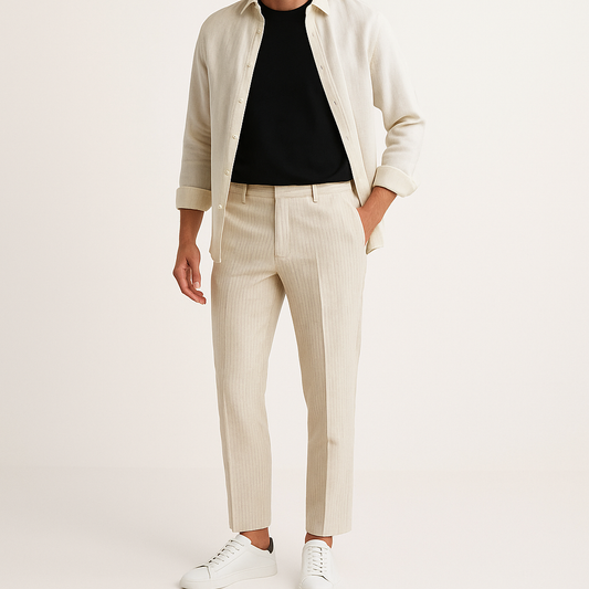 Men’s Slim Fit Cotton-Linen Blend Chino Trousers – Cole Clothing