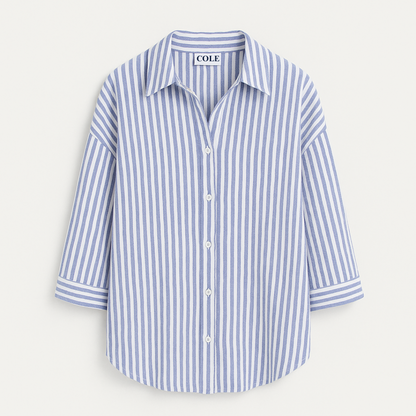 Women's Cotton Blend Striped Button-Down Shirt – Classic Fit