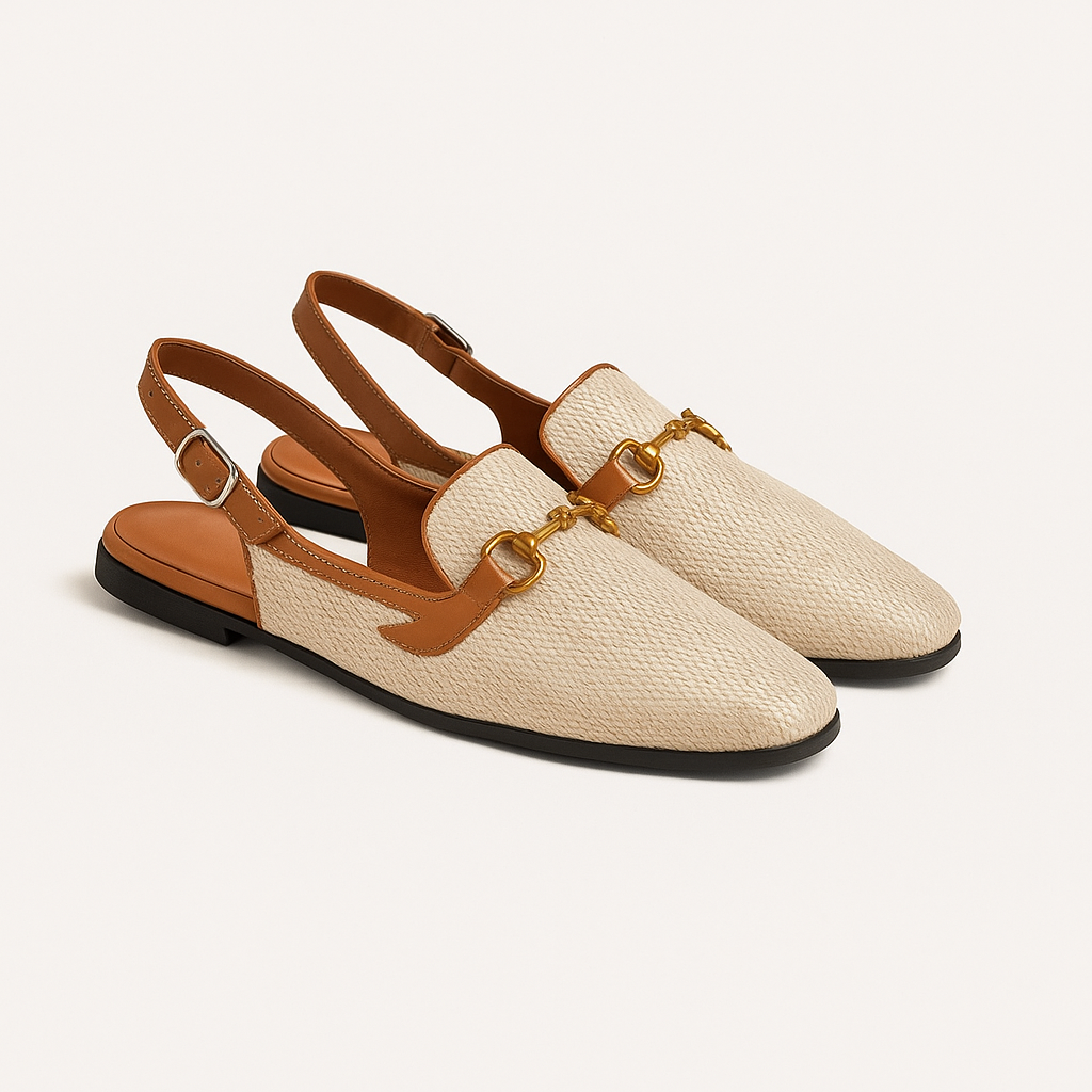 Women's Gold Flat Sandals with Metallic Buckle – Cole Clothing