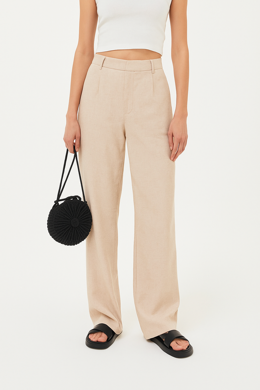 Women's High-Waisted Linen Blend Stripe Trousers – Cole Clothing