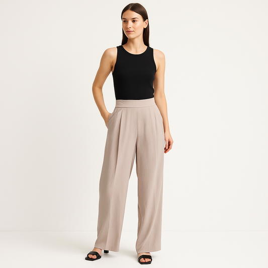 Women's High-Waisted Wide-Leg Chino Trousers – Cole Clothing