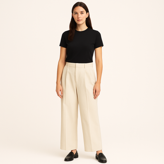 Women's High-Waisted Wide-Leg Trousers – Beige-Cole Clothing-Beige-S-Cole Clothing