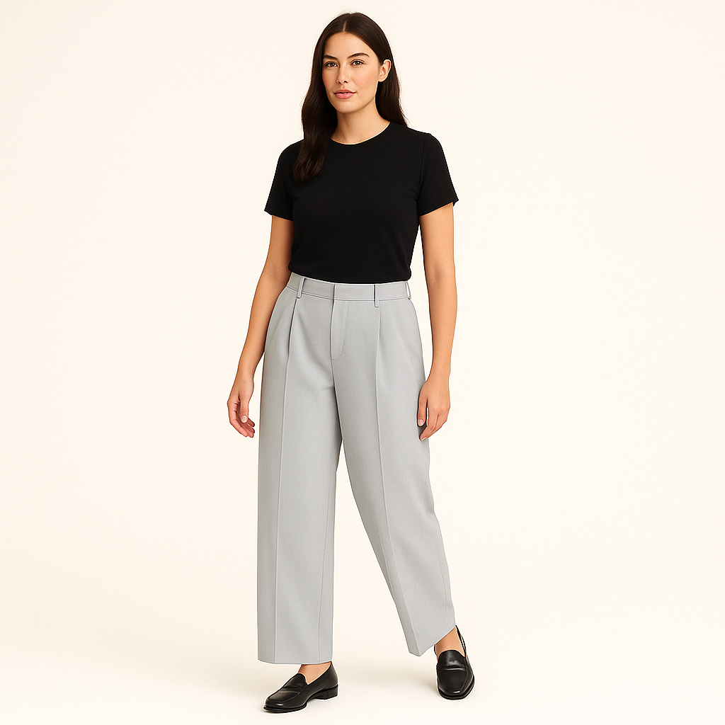 Women's High-Waisted Wide-Leg Trousers – Beige-Cole Clothing-Gray-S-Cole Clothing