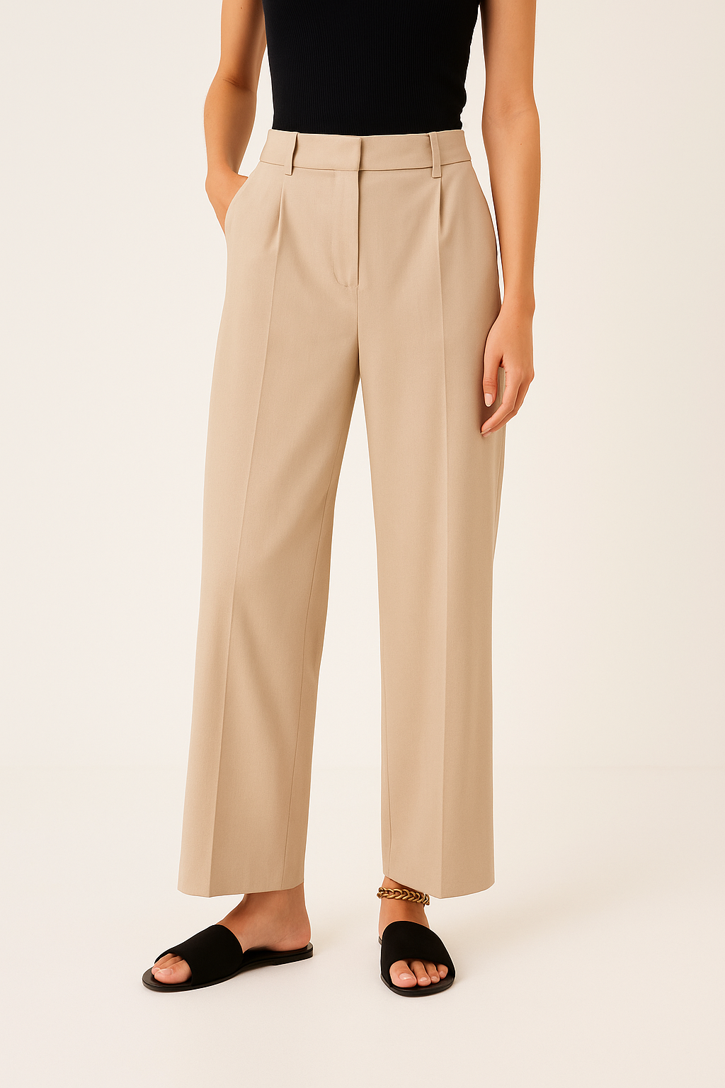 Women's High-Waisted Wide Leg Chino Trousers – Cole Clothing