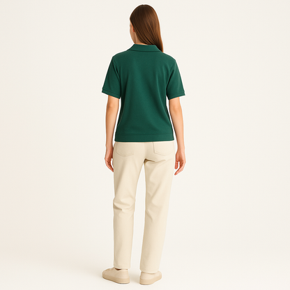 Women's Wool Blend Revere Collar T-Shirt – Smart Casual Summer Top-Cole Clothing-Cole Clothing