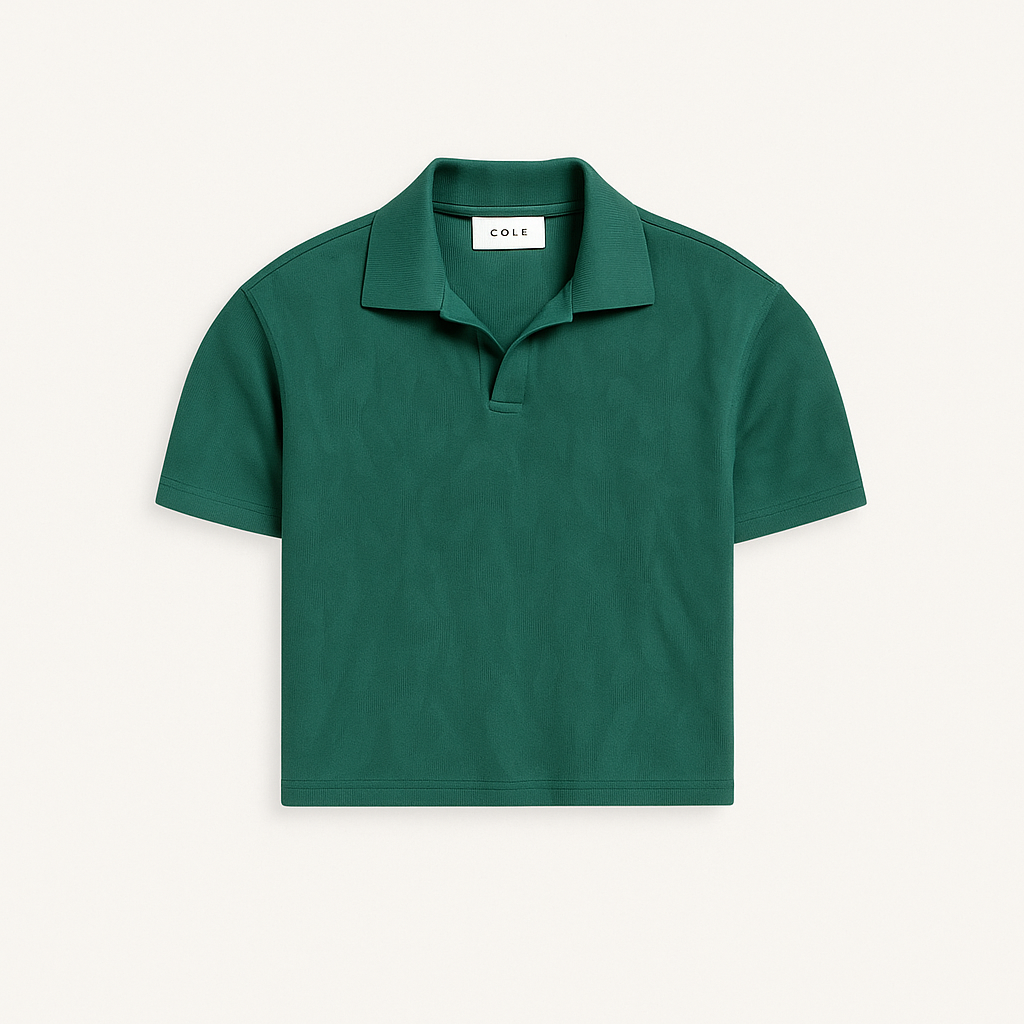 Women's Ribbed Cropped Polo Shirt – Short Sleeve Summer Top-Cole Clothing-Cole Clothing