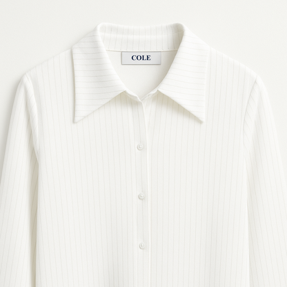 Women's Striped Long Sleeve Button-Down Shirt – Classic Fit