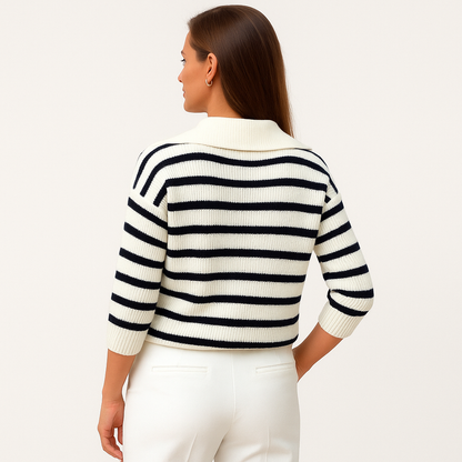 Women's Striped Quarter Zip Collared Jumper – Cole Clothing